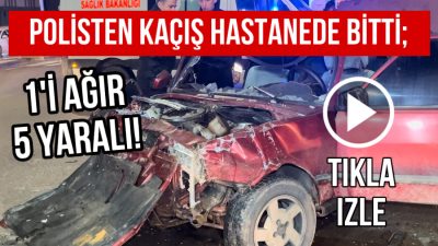 Polisten kaçan ehliyetsiz sürücü hafif ticari araca çarptı hurdaya dönen