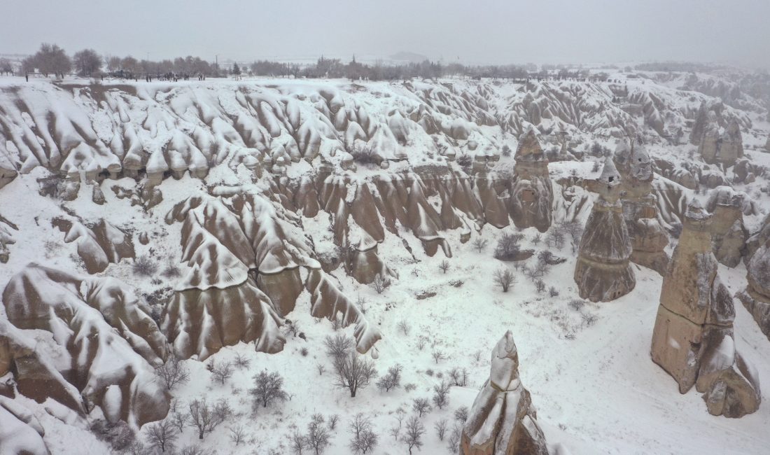 Nevşehir'de geçen haftadan beri etkili olan kar yağışı nedeniyle beyaz