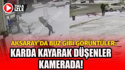 Aksaray’ın Eskil ilçesinde etkili olan kar yağışı nedeniyle meydan ve
