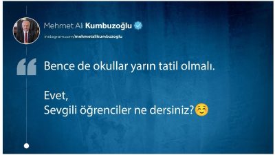 Aksaray Valisi Mehmet Ali Kumbuzoğlu’nun sosyal medya paylaşımı, öğrenciler arasında