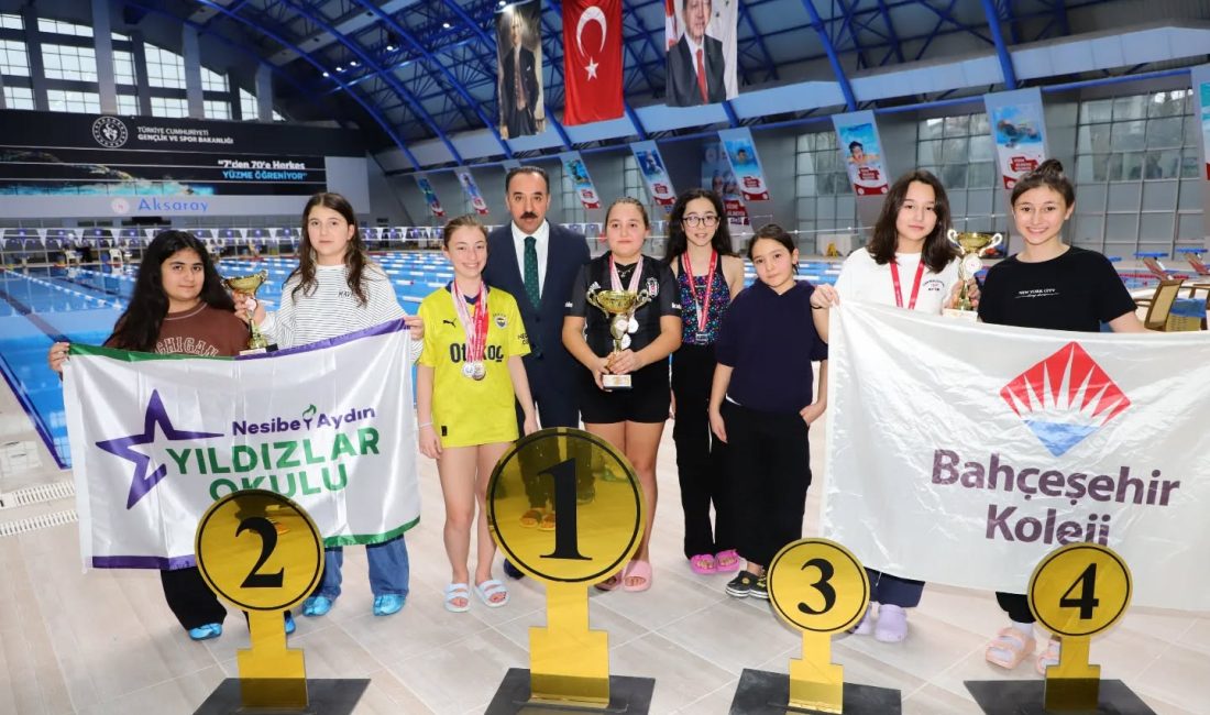 Aksaray’da düzenlenen okul sporları küçükler ve yıldızlar yüzme il birinciliği