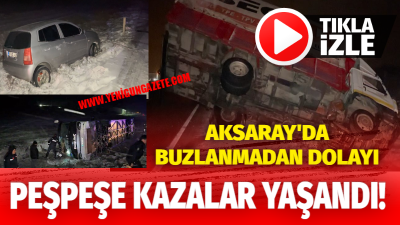 Konya-Aksaray mevkiinde etkili olan kar yağışı ve buzlanma nedeniyle kamyon,