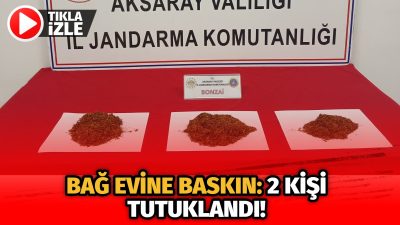 Aksaray’da jandarma ekipleri tarafından düzenlenen uyuşturucu operasyonunda iki kişi yakalanarak