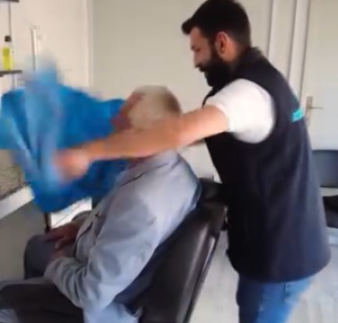 Aksaray’da bayram zamanı büyükler unutulmadı; Bayram traşı yapıldı