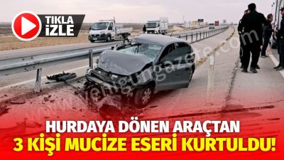 Aksaray-Konya yolunda kontrolden çıkan otomobil, kamyona çarparak hurdaya döndü. Çarpmanın