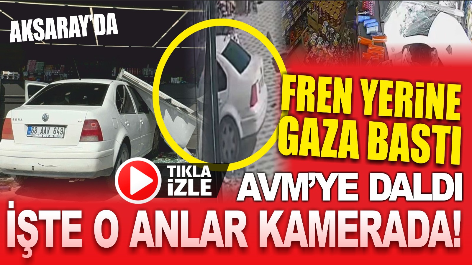 Fren yerine gaza bastı AVM’ye daldı; İşte o anlar