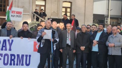 Aksaray’da yüzlerce vatandaş, İsrail’in Gazze’ye yönelik saldırılarını protesto etmek için
