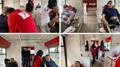 Ağaçören Kaymakamlığı’nın koordinasyonunda, Hükümet Konağı önünde düzenlenen gönüllü kan bağışı