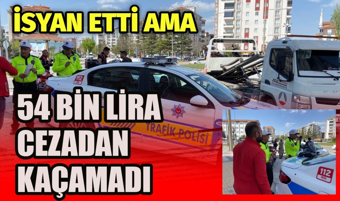 Aksaray’da yapılan motosiklet denetimlerinde durdurulan bir sürücünün plakasız, sigortasız, kasksız