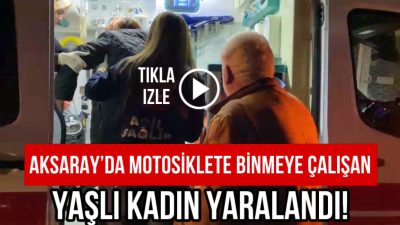 Aksaray’da Ali Baba türbesi yolunda yaşanan kazada, elektrikli motosiklete binmeye