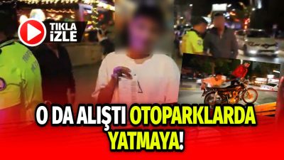 Aksaray’da gece denetimine takılan 17 yaşındaki motosiklet sürücüsü, farı yanmadığı