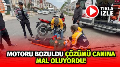 Aksaray’da sabah saatlerinde yaşanan kazada, motosikleti arızalanan bir sürücü, kamyonete