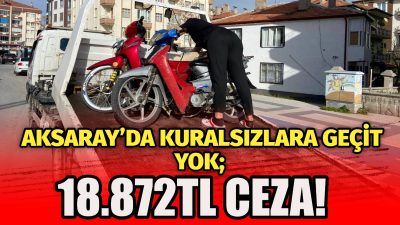 Aksaray’da plakasız motosikletle trafiğe çıkan bir sürücü, polis tarafından durduruldu.