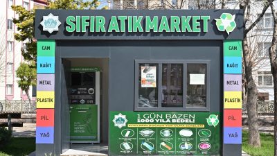 Aksaray Belediyesinin Ebulfez Elçibey Caddesi’nde hayata geçirdiği Sıfır Atık Market