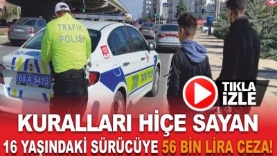 Aksaray’da durdurulan 16 yaşındaki ehliyetsiz sürücüye kask takmamak ve plakası