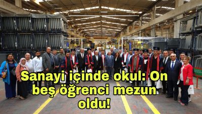 Fabrikada kurulan sınıfta eğitim alan öğrenciler, teorik bilgiyi üretimle birleştirerek