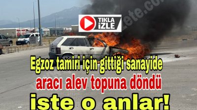 Aracını egzoz tamiri için götürdüğü tamircide Egzozcu kaynak yaparken araç