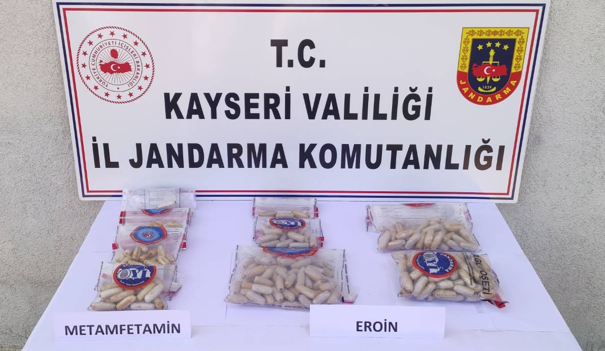 Kayseri İl Jandarma Komutanlığı ekiplerinin yürüttüğü çalışma sonunca mide ve