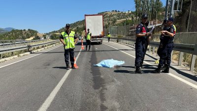 Sivas'ın Koyulhisar ilçesinde meydana gelen olayda,  yol kenarında yürürken tırın