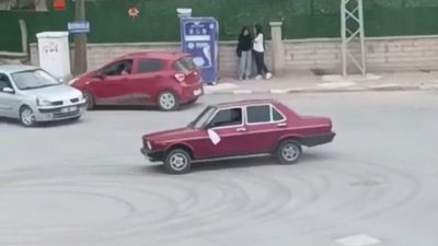 Konya'nın Beyşehir ilçesinde halka açık alanda drift yapan araca 46