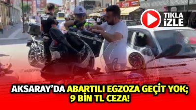 Aksaray’da abartı egzozlu motosikletl ile trafikte seyir halinde olan sürücü