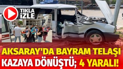 Aksaray şehir merkezinde Kurban Bayramı arifesi yoğunluğu sırasında iki aracın
