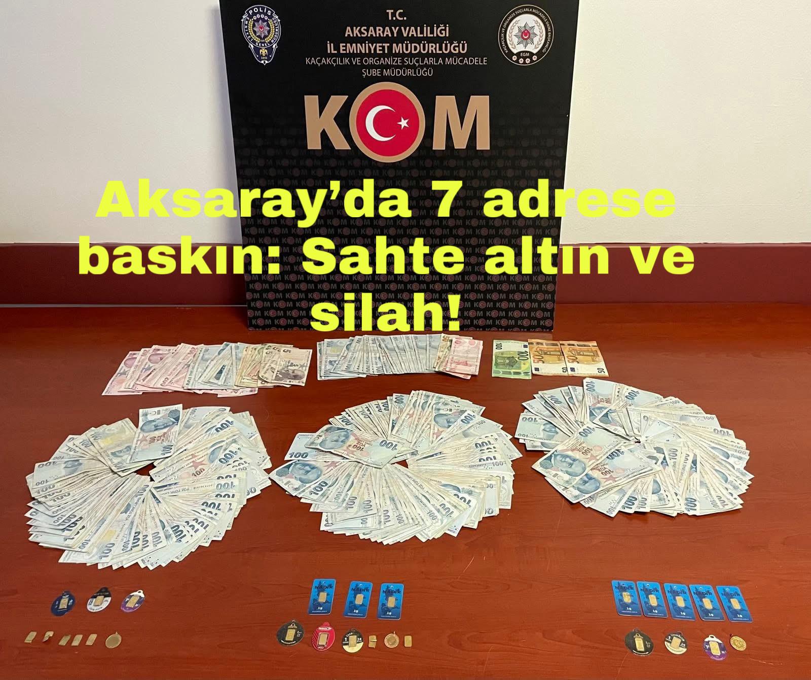 Kaçakçılıkla mücadele kapsamında düzenlenen operasyonda tabanca, sahte alkol ve altın