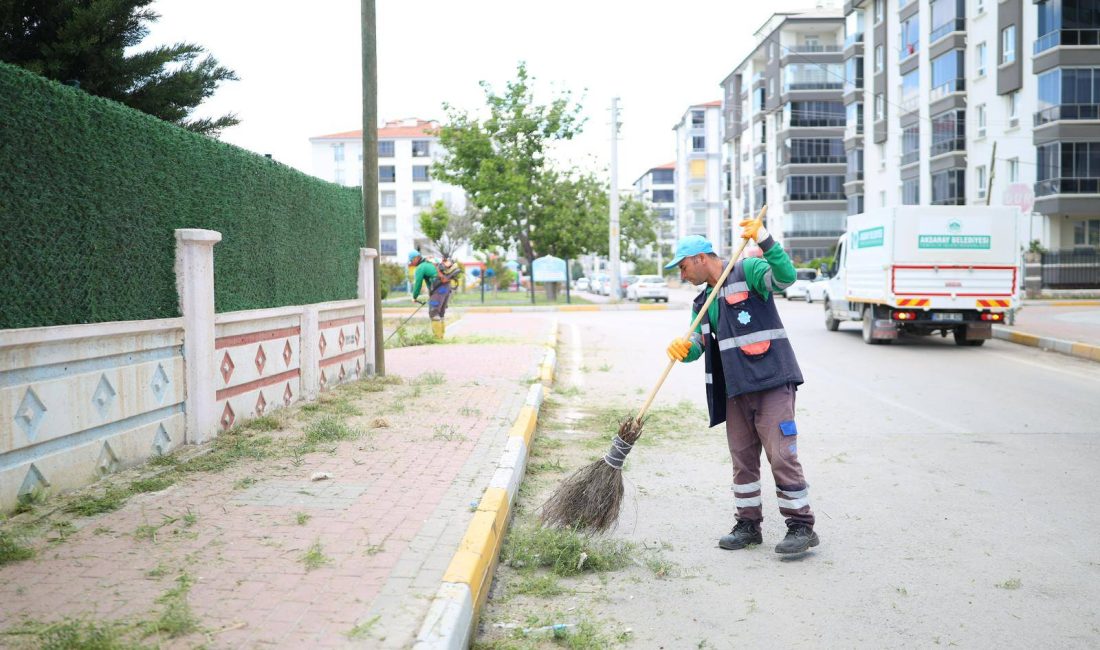 Aksaray Belediyesi ekipleri Fatih Mahallesinde peyzaj, çevre ve yabani ot