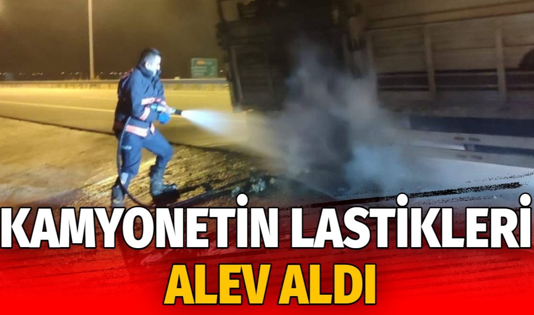 Niğde-Ankara otoyolunda tekerden çıkan yangına Ortaköy itfaiyesi anında müdahale etti,