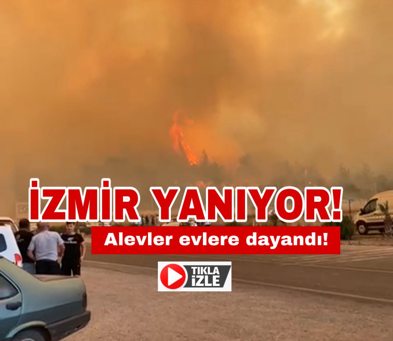 İzmir Menderes’e bağlı Kısık Köyü’nde çıkan orman yangını evlere kadar