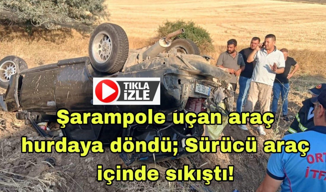 Aksaray Ortaköy yolunda kontrolden çıkan otomobil şarampole uçtu, hurdaya dönen