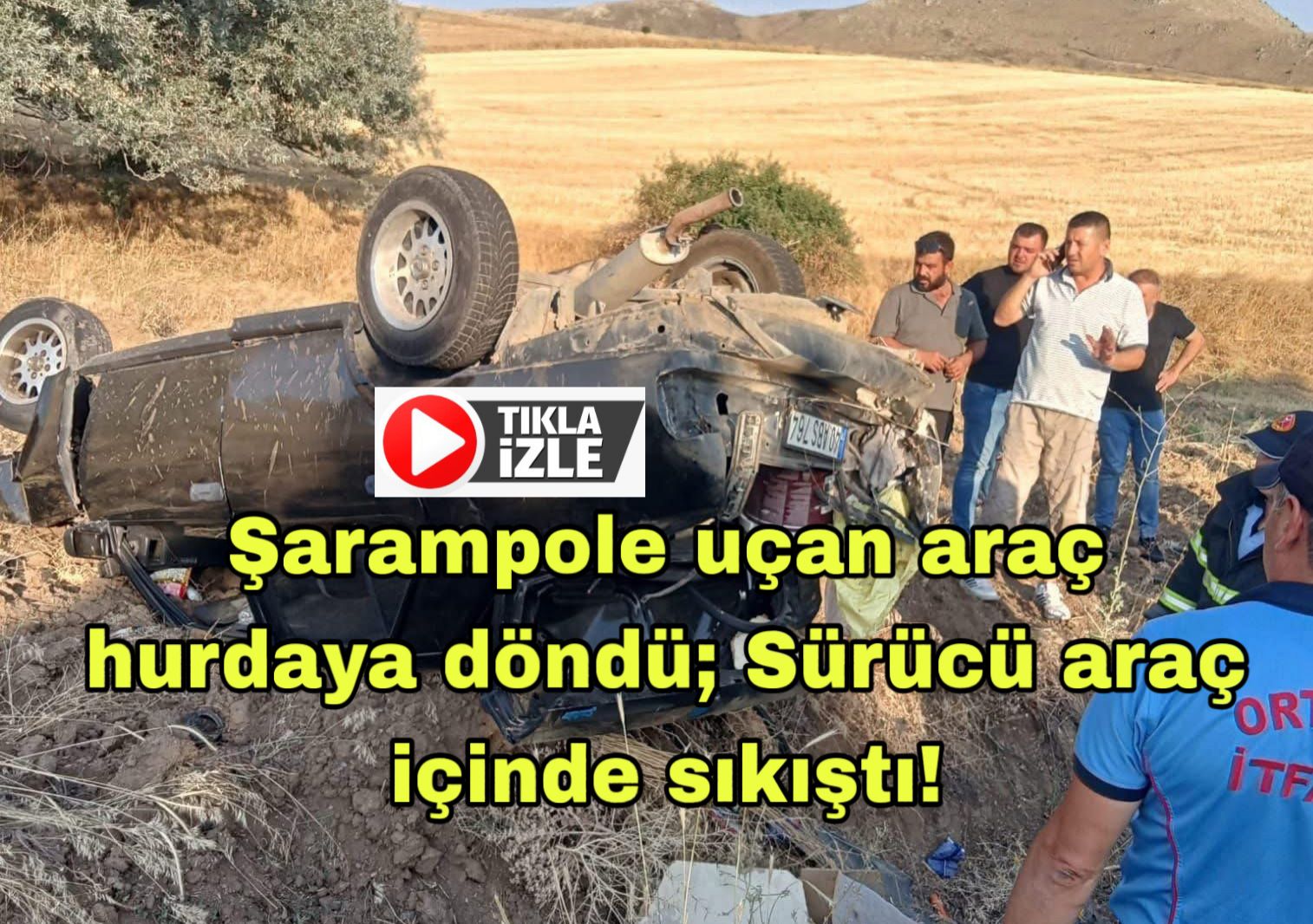 Aksaray Ortaköy yolunda kontrolden çıkan otomobil şarampole uçtu, hurdaya dönen