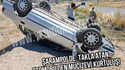 Sultanhanı Yeşiltömek yolunda kontrolden çıkan otomobil takla attı, iki kişi