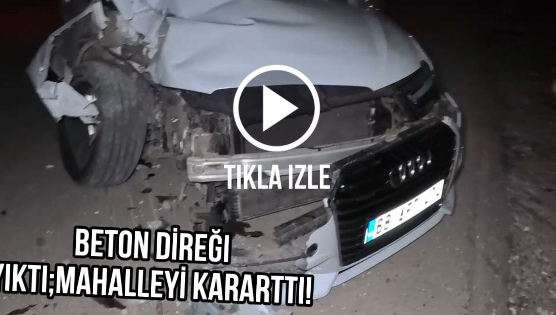 Aksaray’da 2.12 promil alkollü sürücü beton direğe çarptı, araç hurdaya