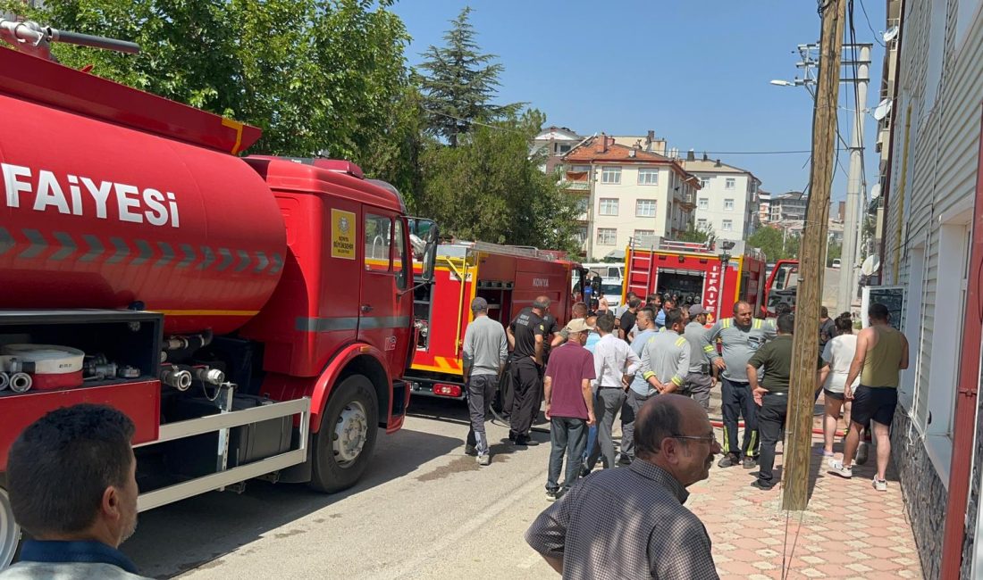Konya'nın Seydişehir ilçesinde yaşanan olayda bir apartmanda yangın çıktı. Çıkan