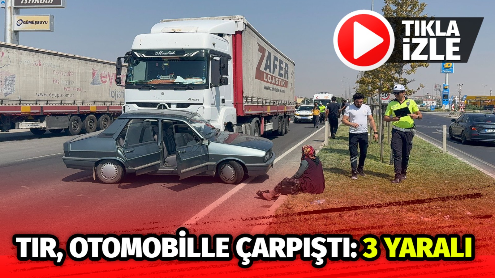 TOKİ kavşağı yakınlarında meydana gelen kazada tır otomobile çarptı. Meydana