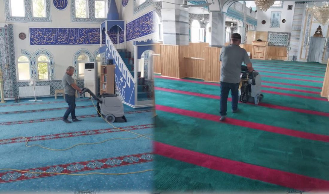 Kaymakam Metin Korkmaz’ın talimatıyla köy camilerinde halı temizliği başladı, hijyenik