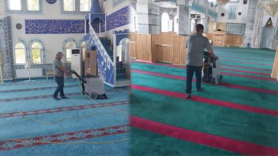 Kaymakam Metin Korkmaz’ın talimatıyla köy camilerinde halı temizliği başladı, hijyenik