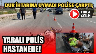 Aksaray’da dur ihtarına uymayan motosiklet sürücüsü, kontrol noktasındaki polis memuruna