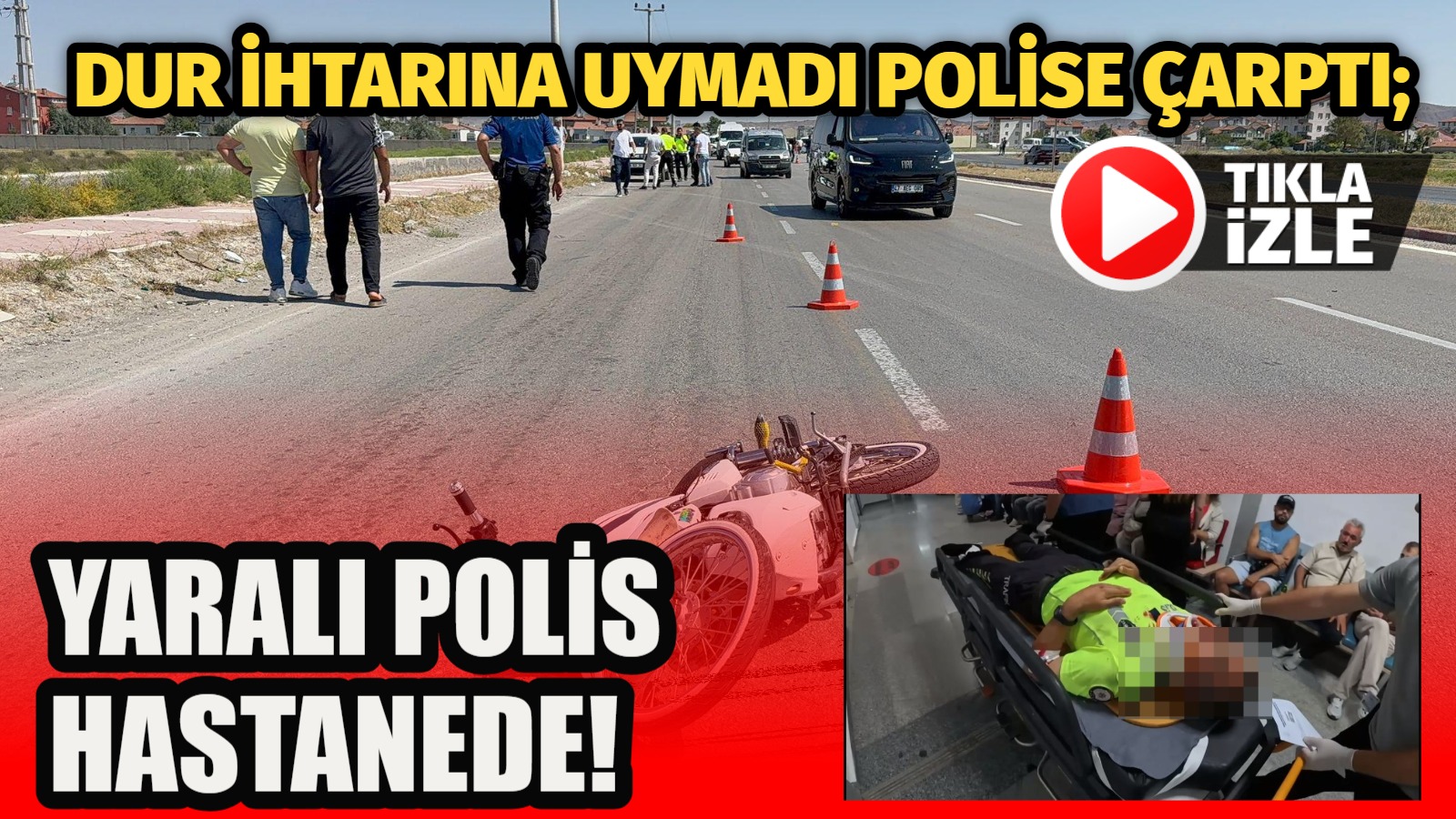 Aksaray’da dur ihtarına uymayan motosiklet sürücüsü, kontrol noktasındaki polis memuruna