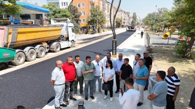 Belediye Başkanı Dr. Evren Dinçer, Büyük Bölcek Caddesi’ndeki çalışmaları inceledi.
