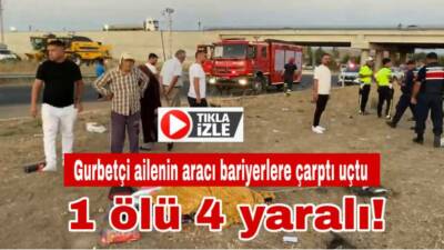 Ankara yolu Ortaköy kavşağında gurbetçi ailenin aracı orta refüjlere çarptı