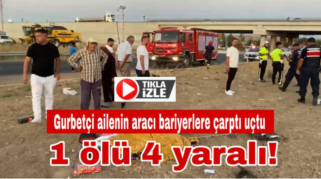 Ankara yolu Ortaköy kavşağında gurbetçi ailenin aracı orta refüjlere çarptı
