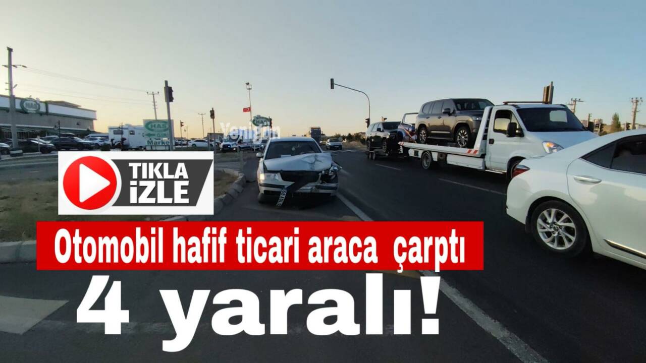 Aksaray’da otomobil ışıklarda hareket halinde olan hafif ticari araca