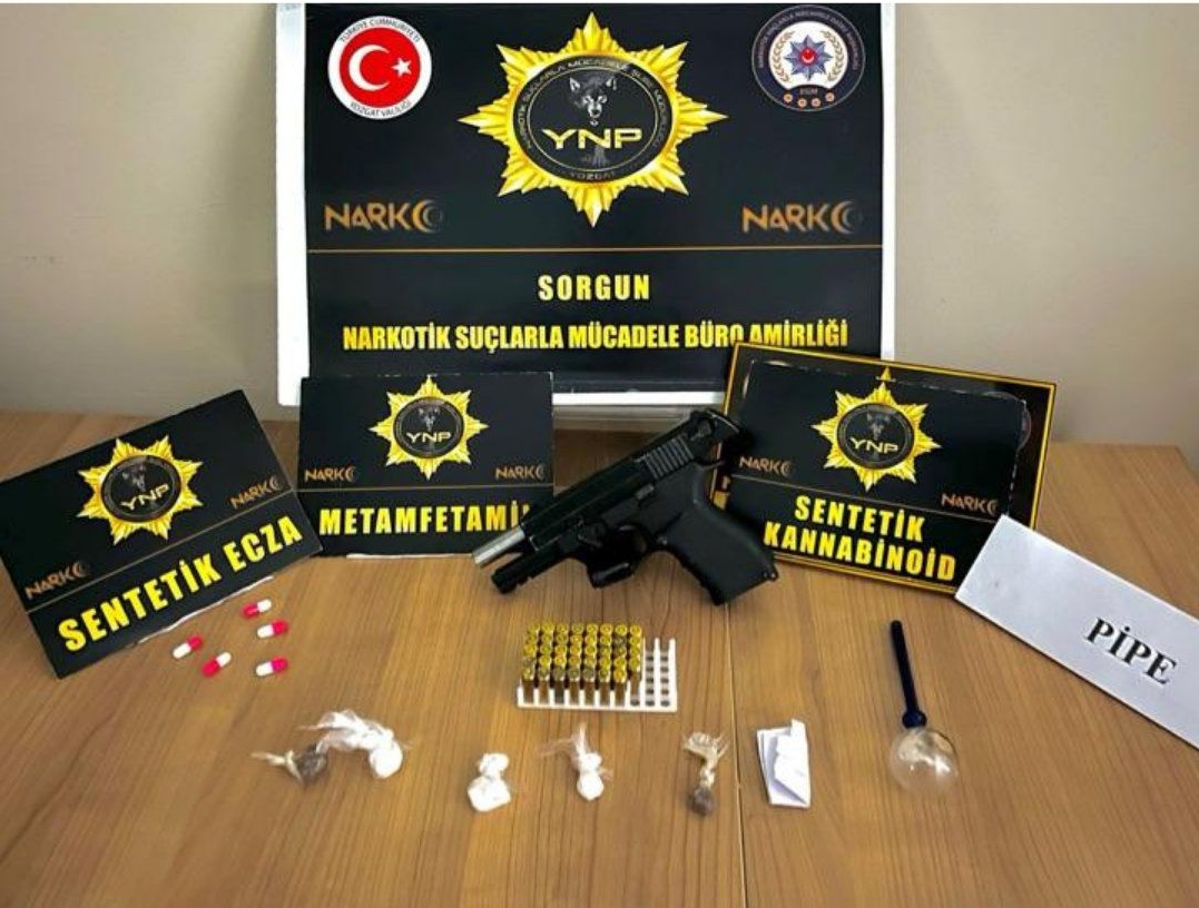 Yozgat'ın Sorgun ilçesinde İl Emniyet Müdürlüğü ekipleri tarafından düzenlenen uyuşturucu