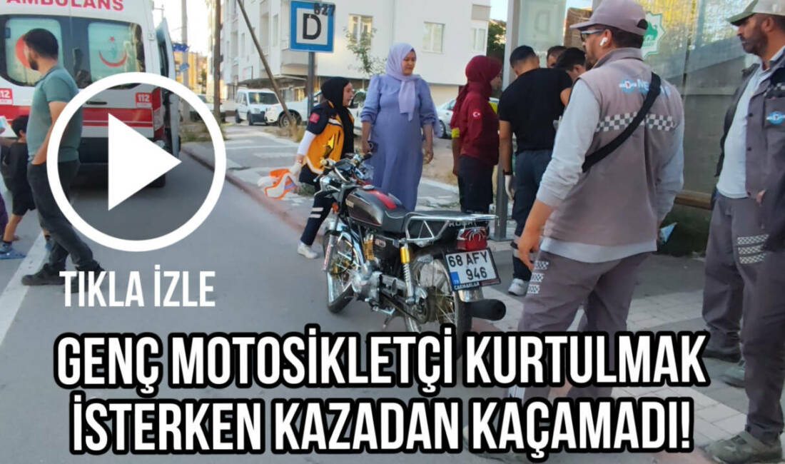 Kurtuluş Caddesi’nde ticari kamyonetten kaçmak isteyen motosiklet sürücüsü kaza yaptı.