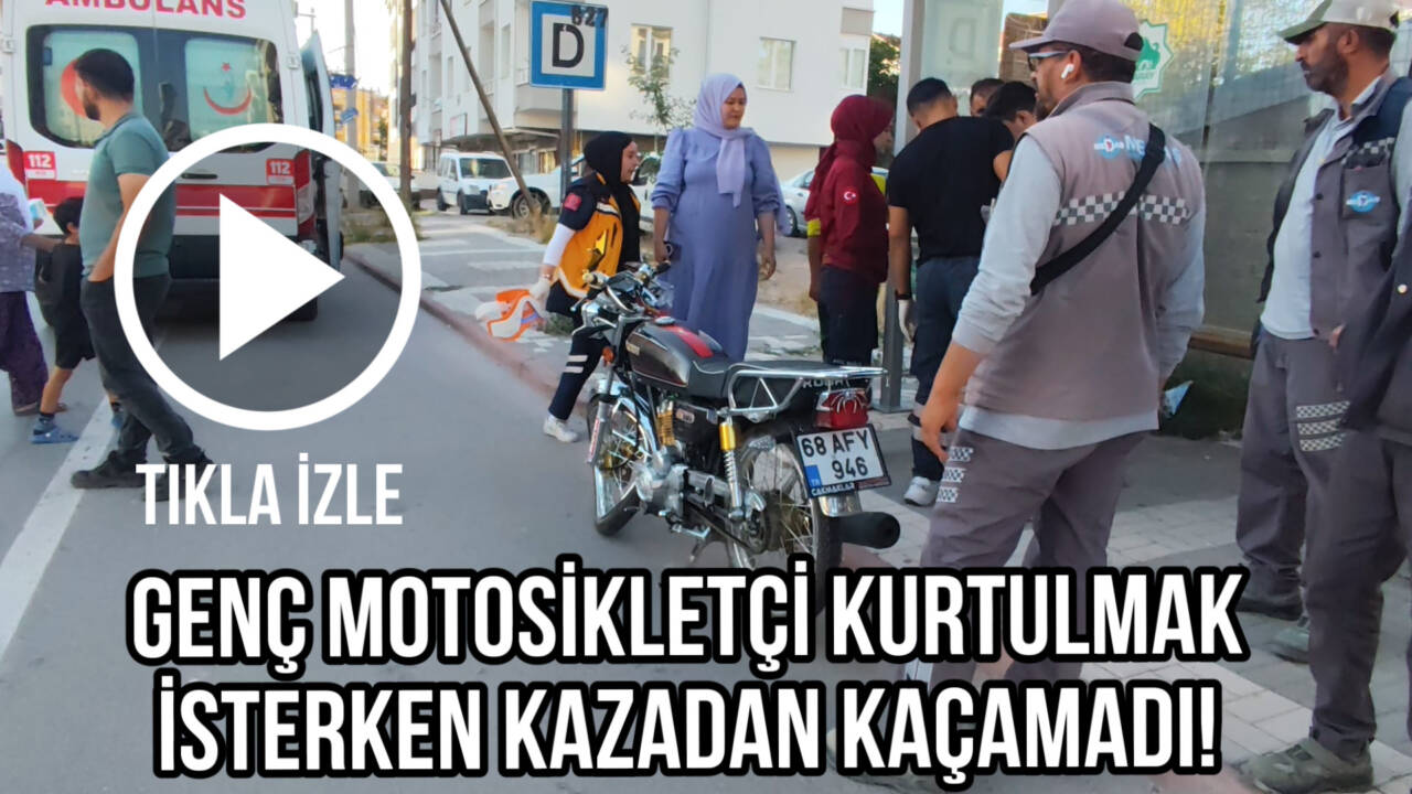 Kurtuluş Caddesi’nde ticari kamyonetten kaçmak isteyen motosiklet sürücüsü kaza yaptı.