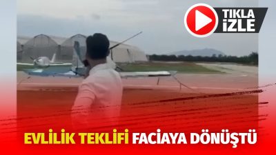 Adana'da yaşanan olayda evlilik teklifi için havalanan uçak narenciye bahçesine