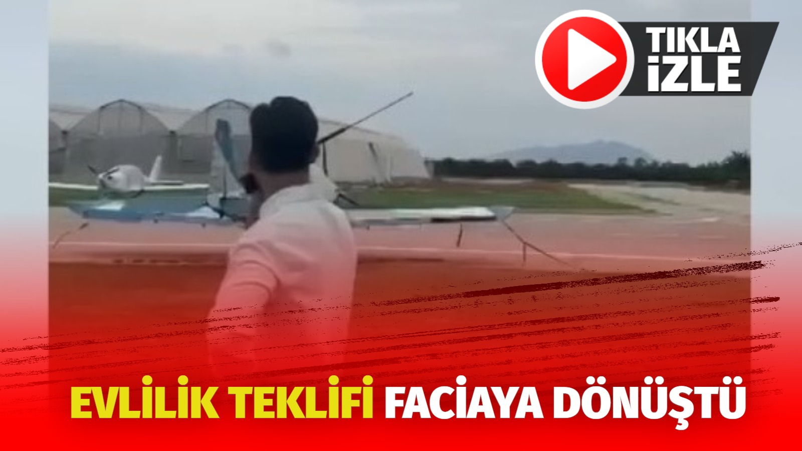 Adana'da yaşanan olayda evlilik teklifi için havalanan uçak narenciye bahçesine