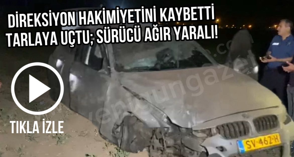 Aksaray’da direksiyon hakimiyetini kaybeden sürücü takla atarak tarlaya uçtu.